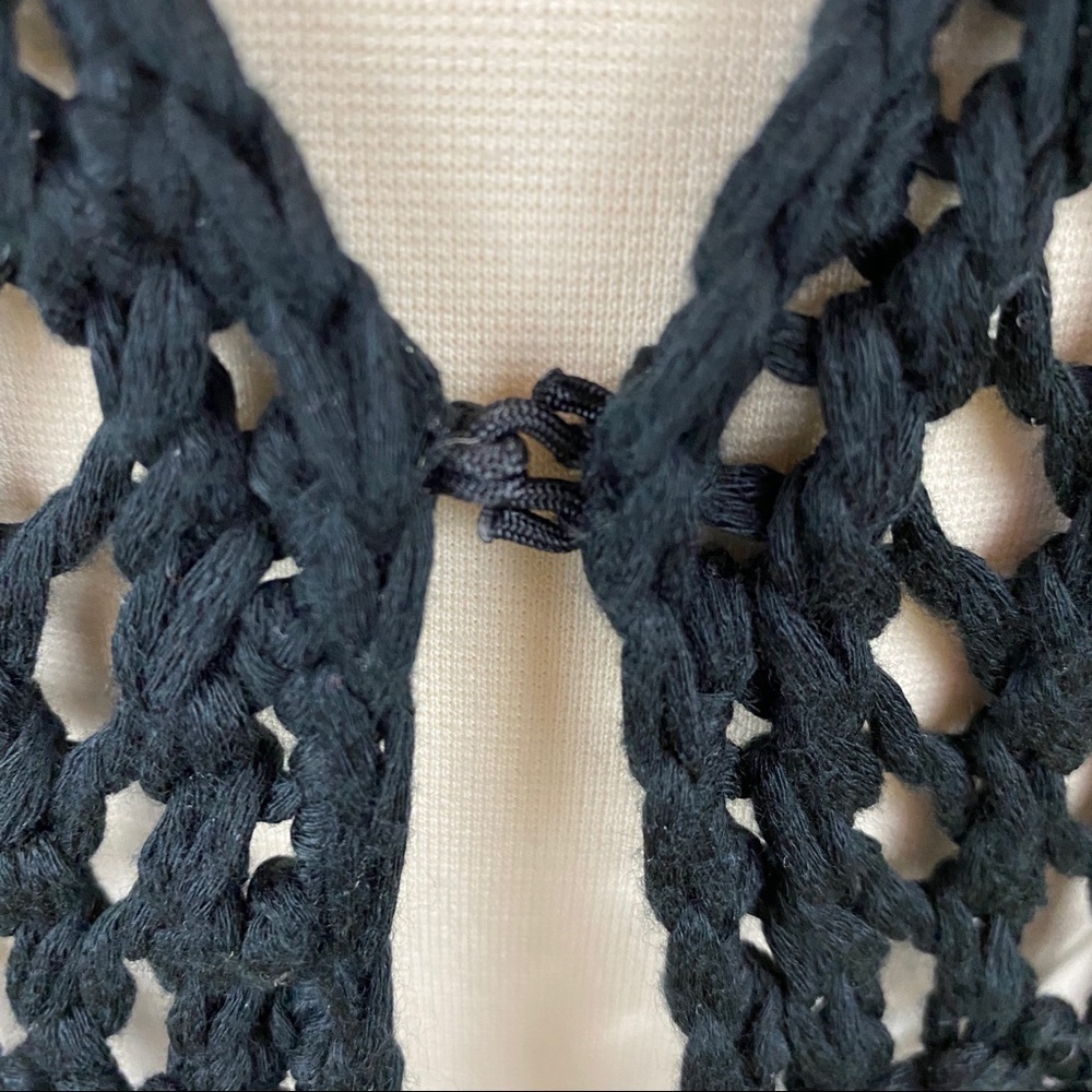 Vintage Boho Black Open Knit Vest M - Picture 6 of 6